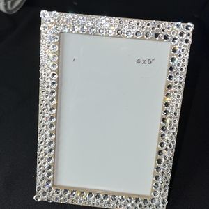 Crystal encrusted up-cycled wooden frame 4x6 in